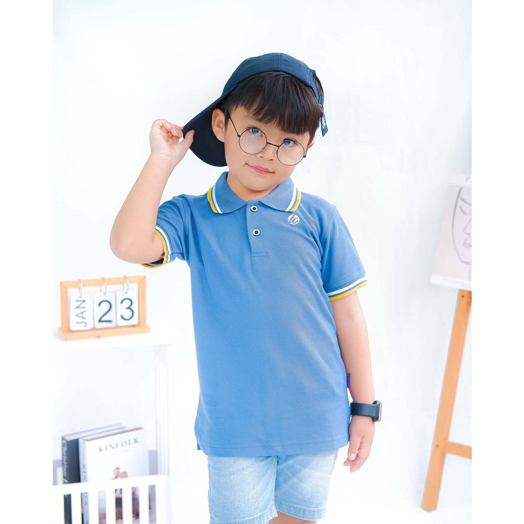 Lily And Clark Kaos Polo Anak Laki-Laki Warna Biru KK03
