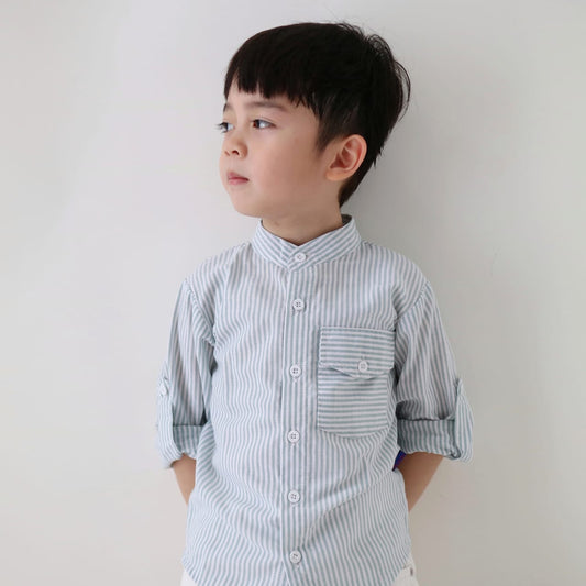 KEMEJA PANJANG ANAK SALUR KSP02 SAGE