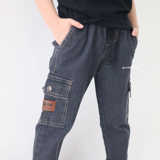 Lily And Clark Jeans Cargo Anak Warna Hitam CJL02