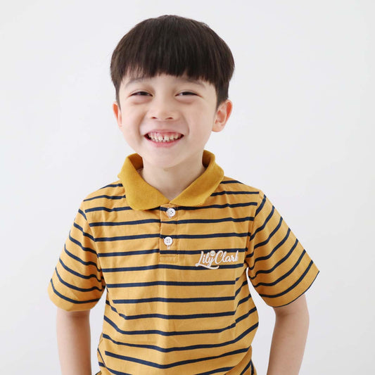 Lily And Clark Kaos Polo Stripe Anak Warna Mustard- KPS04-MUSTARD