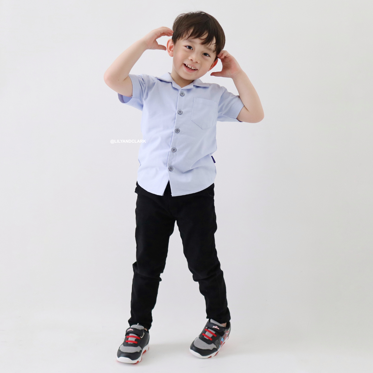 Lily And Clark KEMEJA PENDEK ANAK V2 KP20 BIRU OXFORD