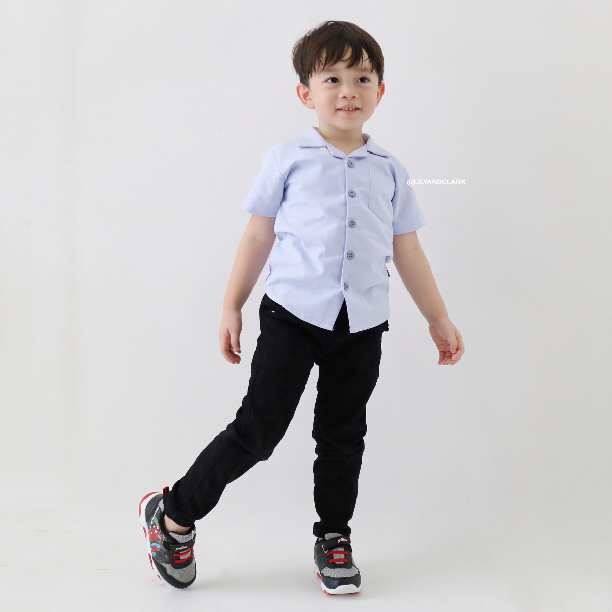 Lily And Clark KEMEJA PENDEK ANAK V2 KP20 BIRU OXFORD