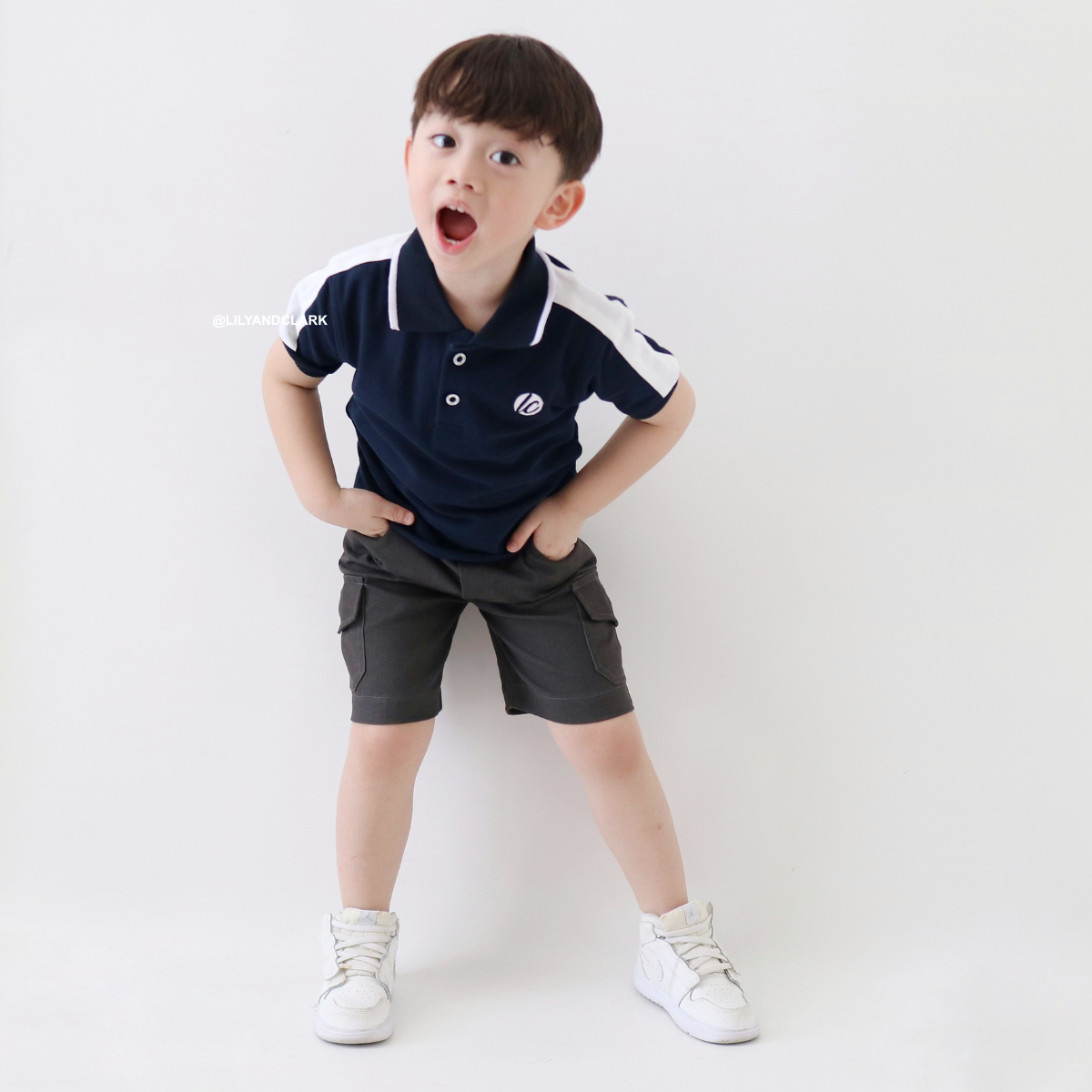 Lily And Clark Kaos Polo Anak Warna Navy List - KK18-NAVY