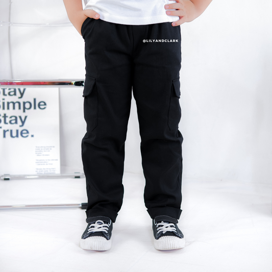 LILY AND CLARK Celana Chino Cargo Anak CG02-HITAM