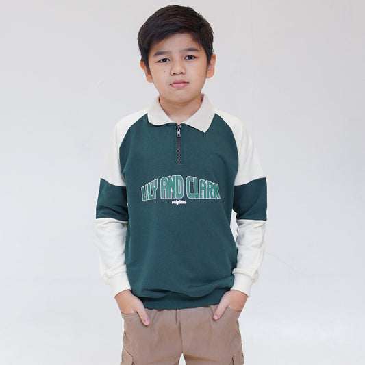 Lily And Clark Sweater Half Zip Anak Warna Hijau - SHZ02-HIJAU