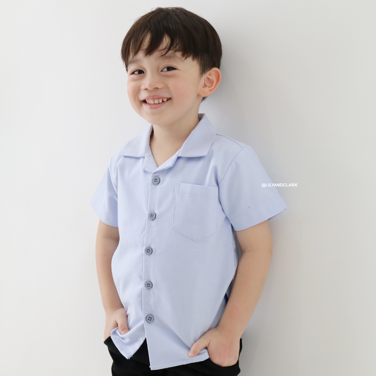 Lily And Clark KEMEJA PENDEK ANAK V2 KP20 BIRU OXFORD