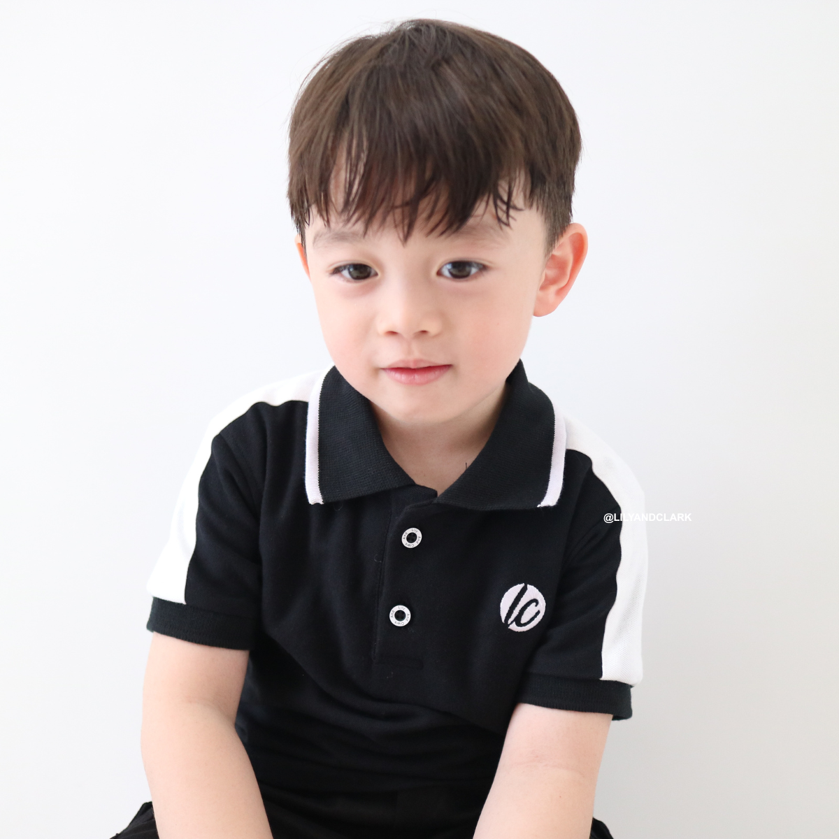 Lily And Clark Kaos Polo Anak Warna Hitam List - KK18-HITAM