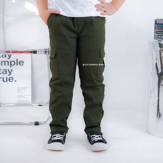LILY AND CLARK Celana Chino Cargo Anak CG03-ARMY