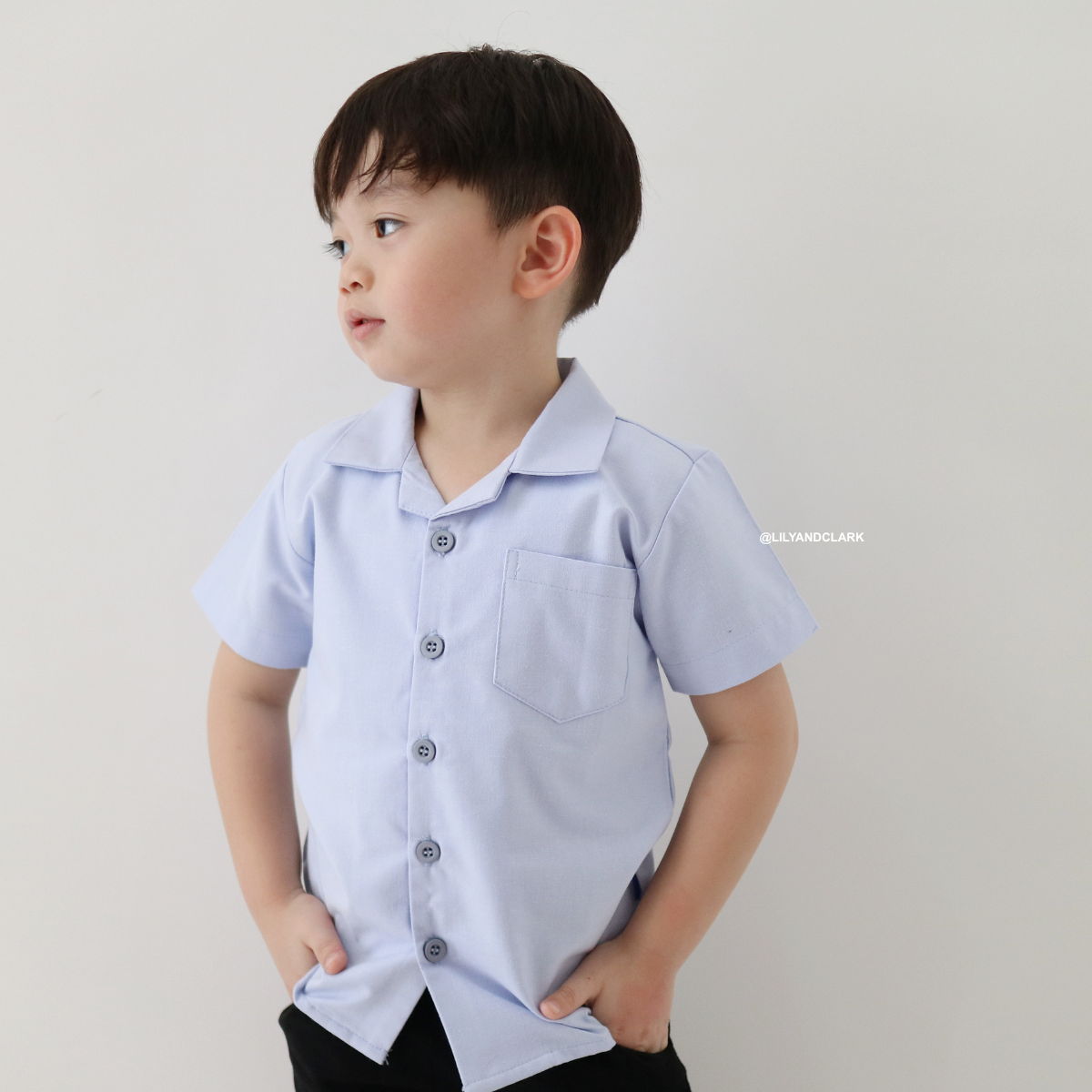 Lily And Clark KEMEJA PENDEK ANAK V2 KP20 BIRU OXFORD