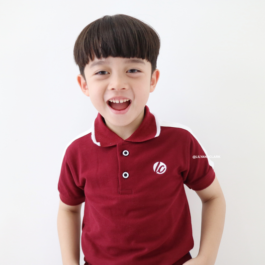 Lily And Clark Kaos Polo Anak Warna Maroon List - KK18-MAROON