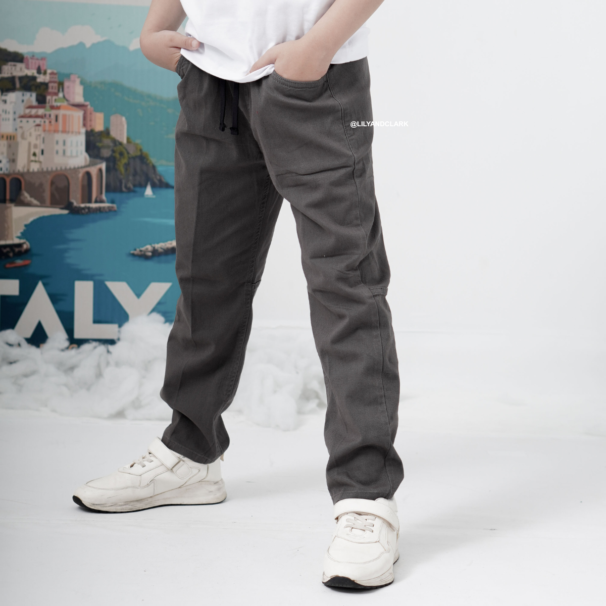 LILY AND CLARK CHINOS BAGGY PANTS BASIC Warna Abu CB03