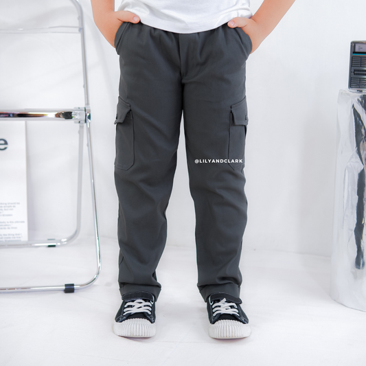 LILY AND CLARK Celana Chino Cargo Anak CG04-ABU