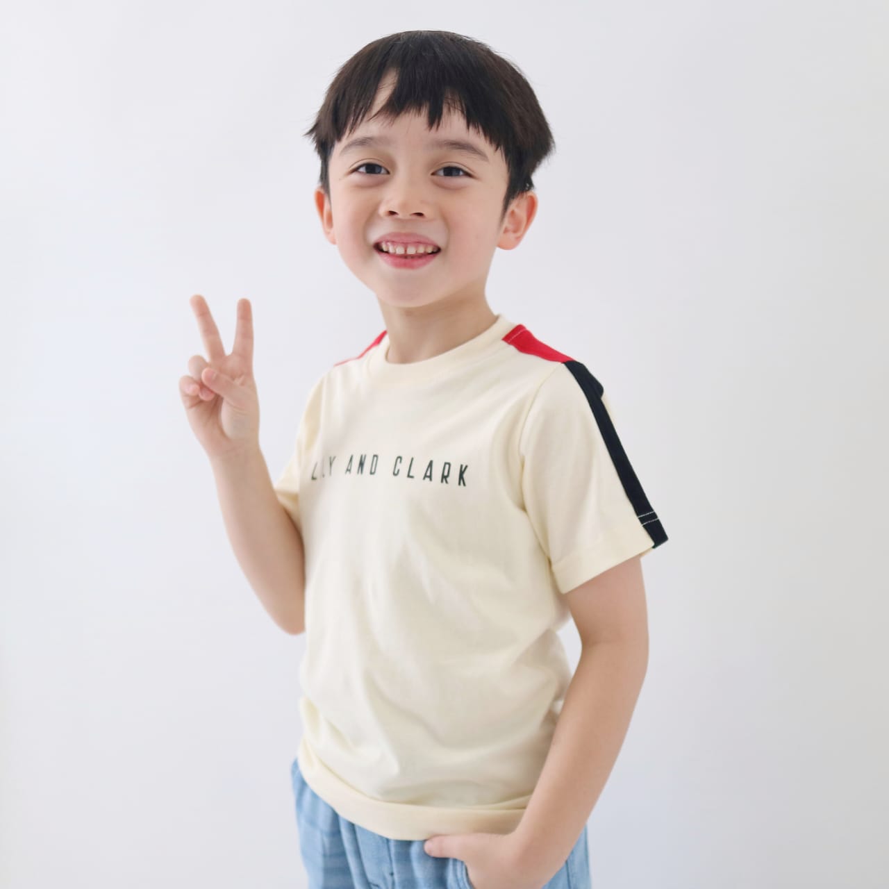 Lily and Clark Kaos anak unisex warna cream combine-KLC132