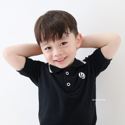Lily And Clark Kaos Polo Anak Warna Hitam List - KK18-HITAM