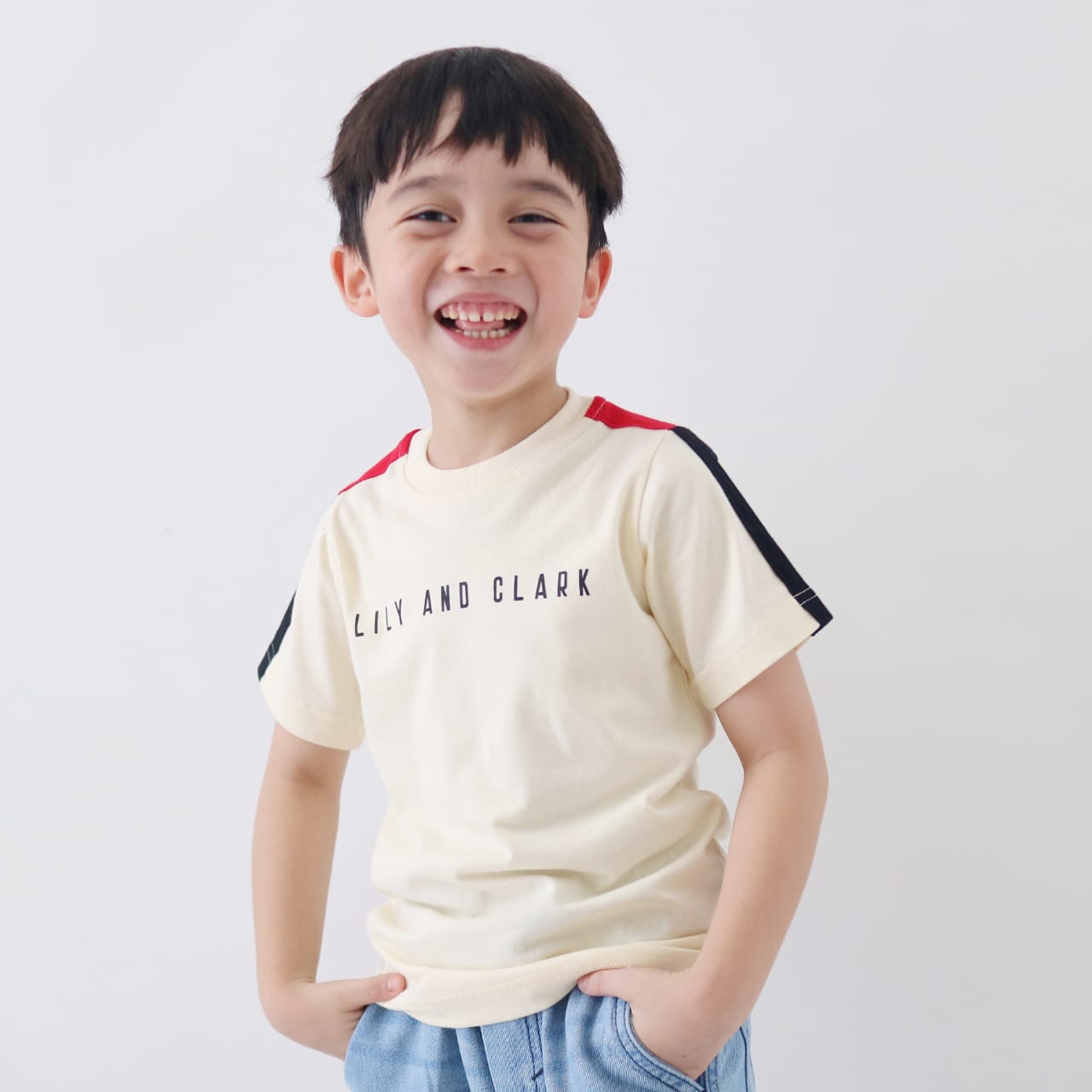 Lily and Clark Kaos anak unisex warna cream combine-KLC132