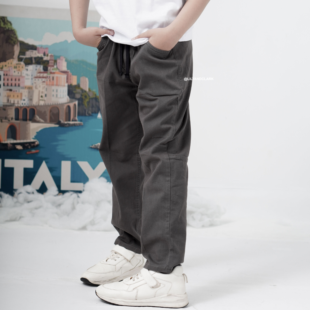LILY AND CLARK CHINOS BAGGY PANTS BASIC Warna Abu CB03