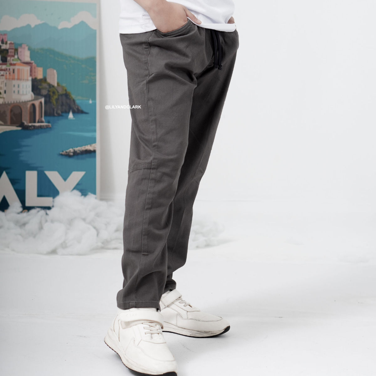 LILY AND CLARK CHINOS BAGGY PANTS BASIC Warna Abu CB03