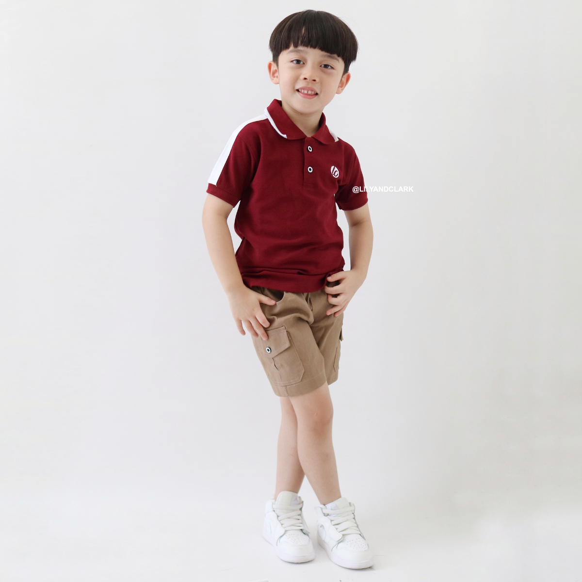 Lily And Clark Kaos Polo Anak Warna Maroon List - KK18-MAROON
