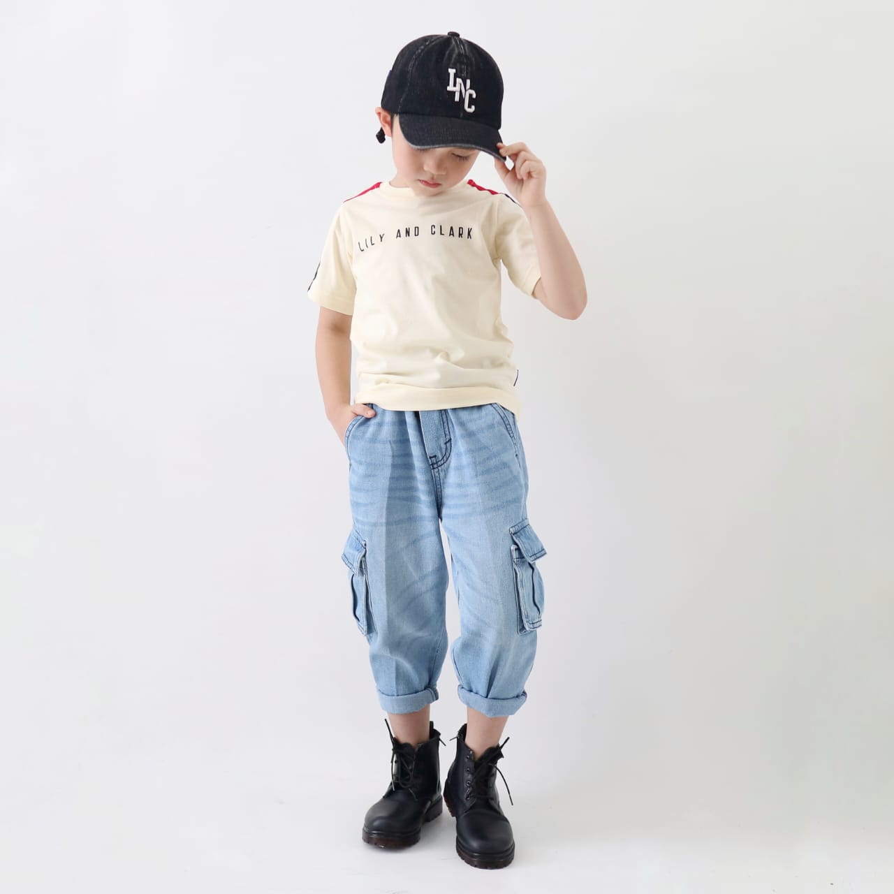 Lily and Clark Kaos anak unisex warna cream combine-KLC132