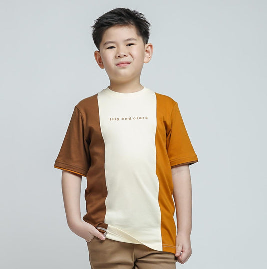 LILY AND CLARK Kaos Anak kombinasi Cream, Dark Mustard, dan Toffe KLC118