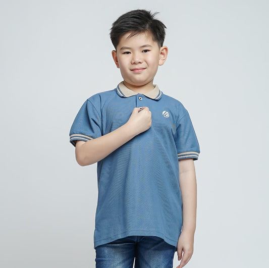 LILY AND CLARK Kaos Kerah Anak warna Steal Blue KK13