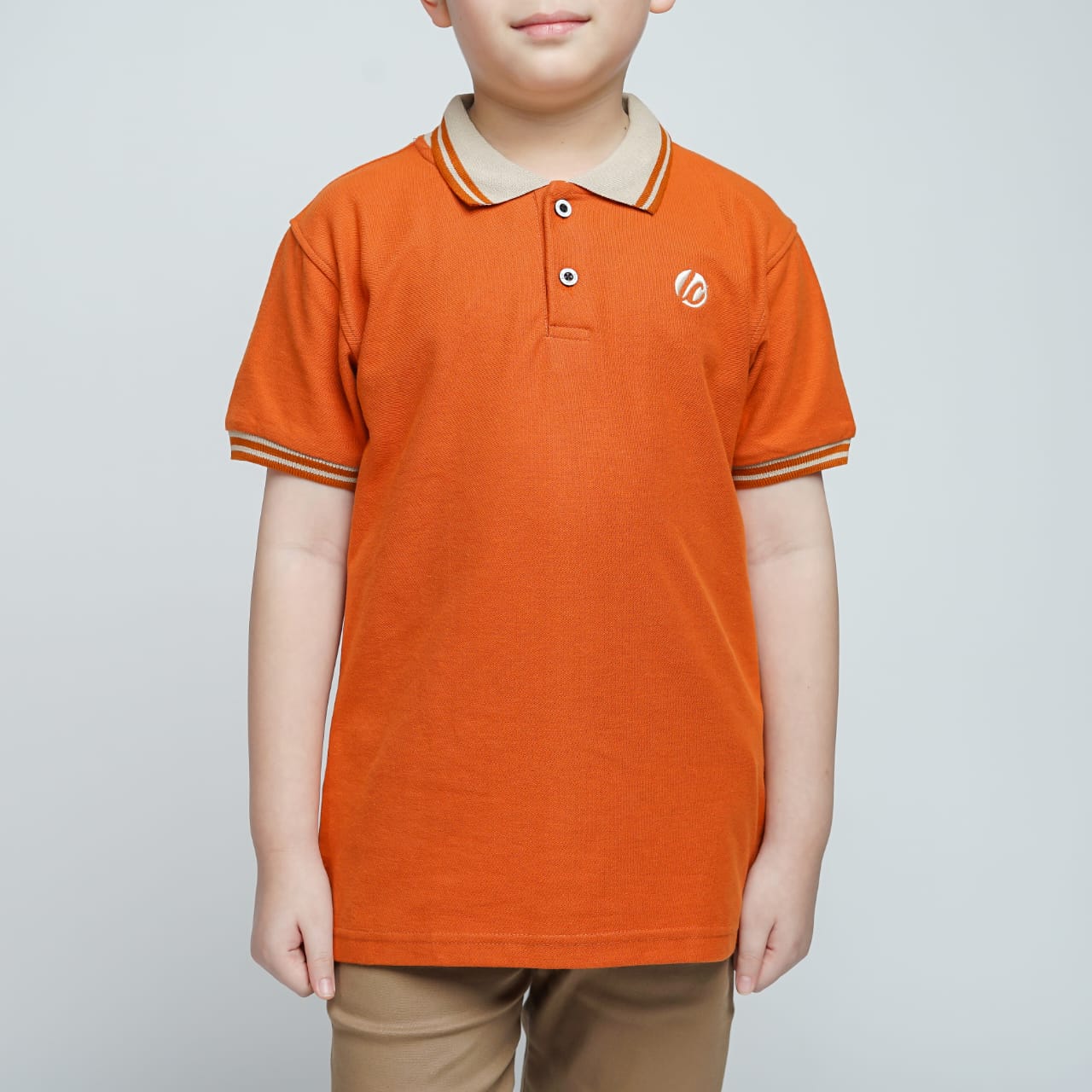 LILY AND CLARK Kaos Kerah Anak Laki-Laki warna Teracotta KK14