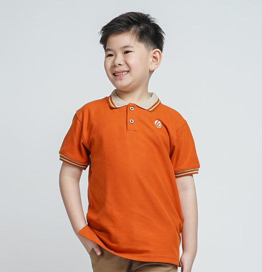 LILY AND CLARK Kaos Kerah Anak Laki-Laki warna Teracotta KK14