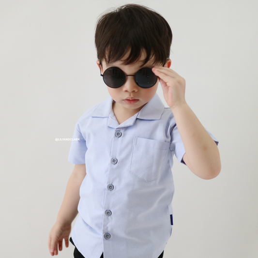 Lily And Clark KEMEJA PENDEK ANAK V2 KP20 BIRU OXFORD