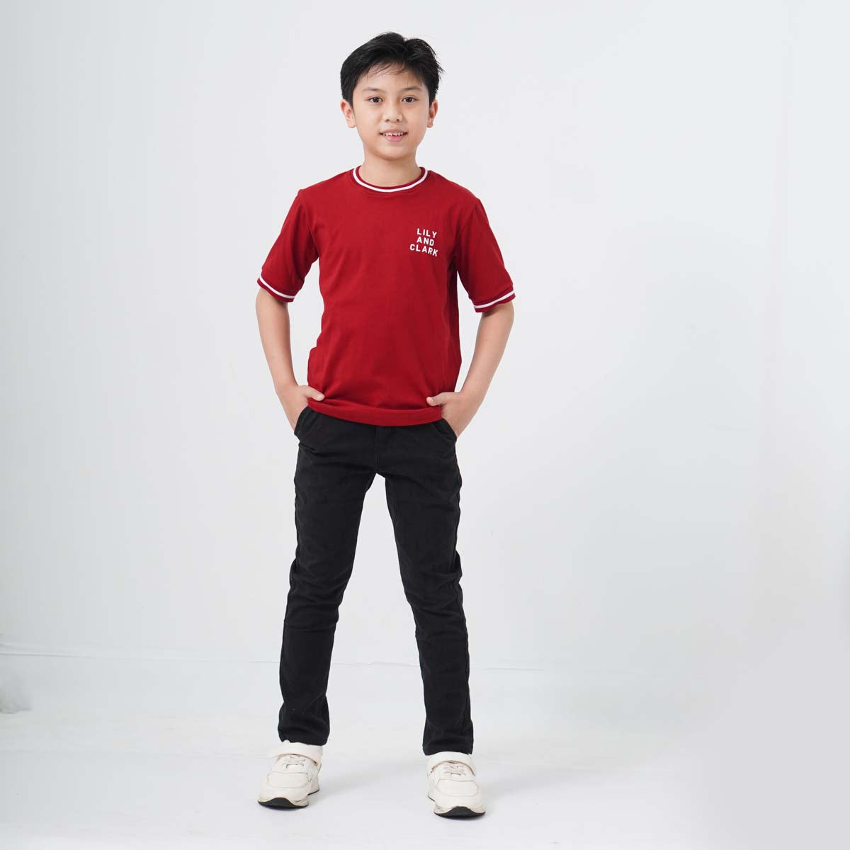 Lily And Clark Kaos Anak Unisex RIB SALUR Warna Maroon-KLC131-MAROON
