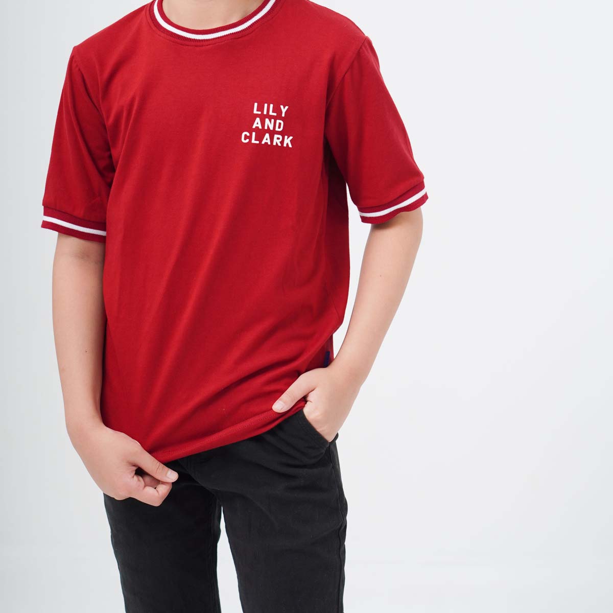 Lily And Clark Kaos Anak Unisex RIB SALUR Warna Maroon-KLC131-MAROON