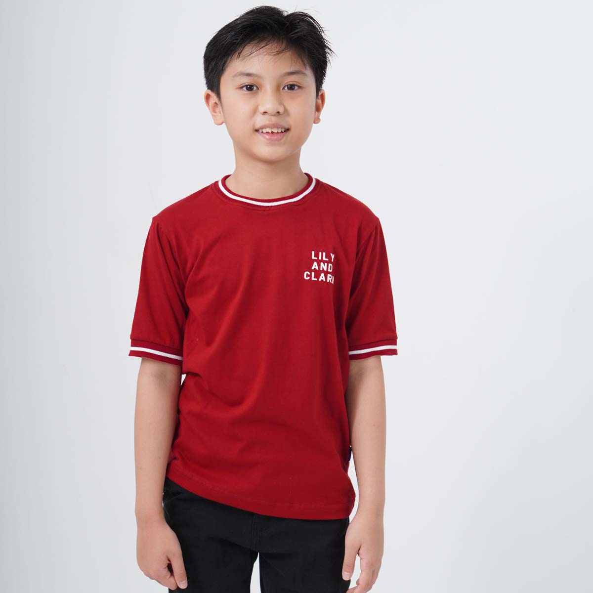 Lily And Clark Kaos Anak Unisex RIB SALUR Warna Maroon-KLC131-MAROON
