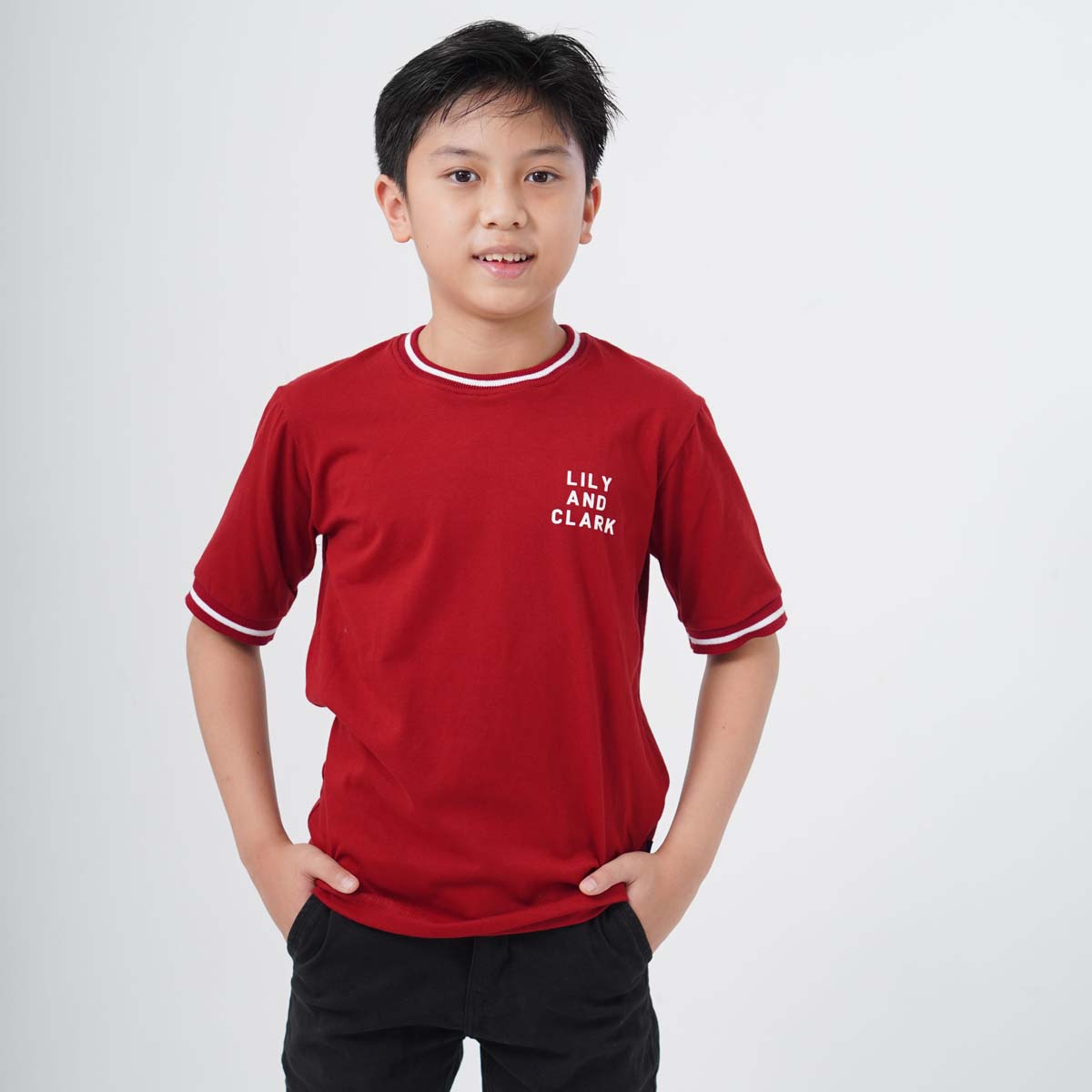 Lily And Clark Kaos Anak Unisex RIB SALUR Warna Maroon-KLC131-MAROON
