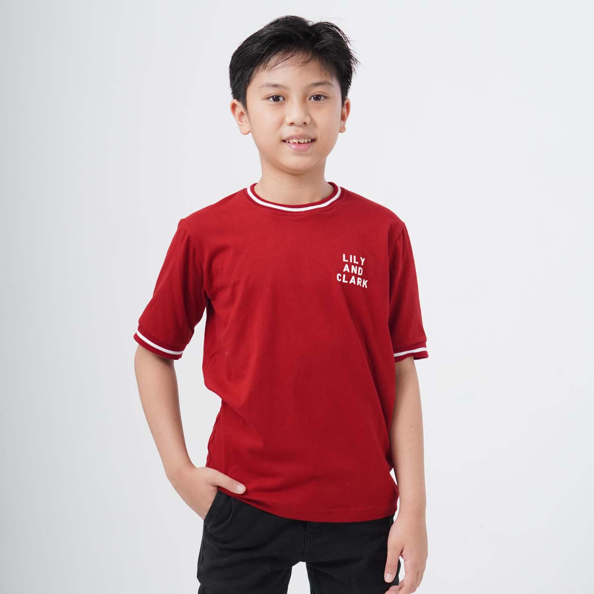 Lily And Clark Kaos Anak Unisex RIB SALUR Warna Maroon-KLC131-MAROON