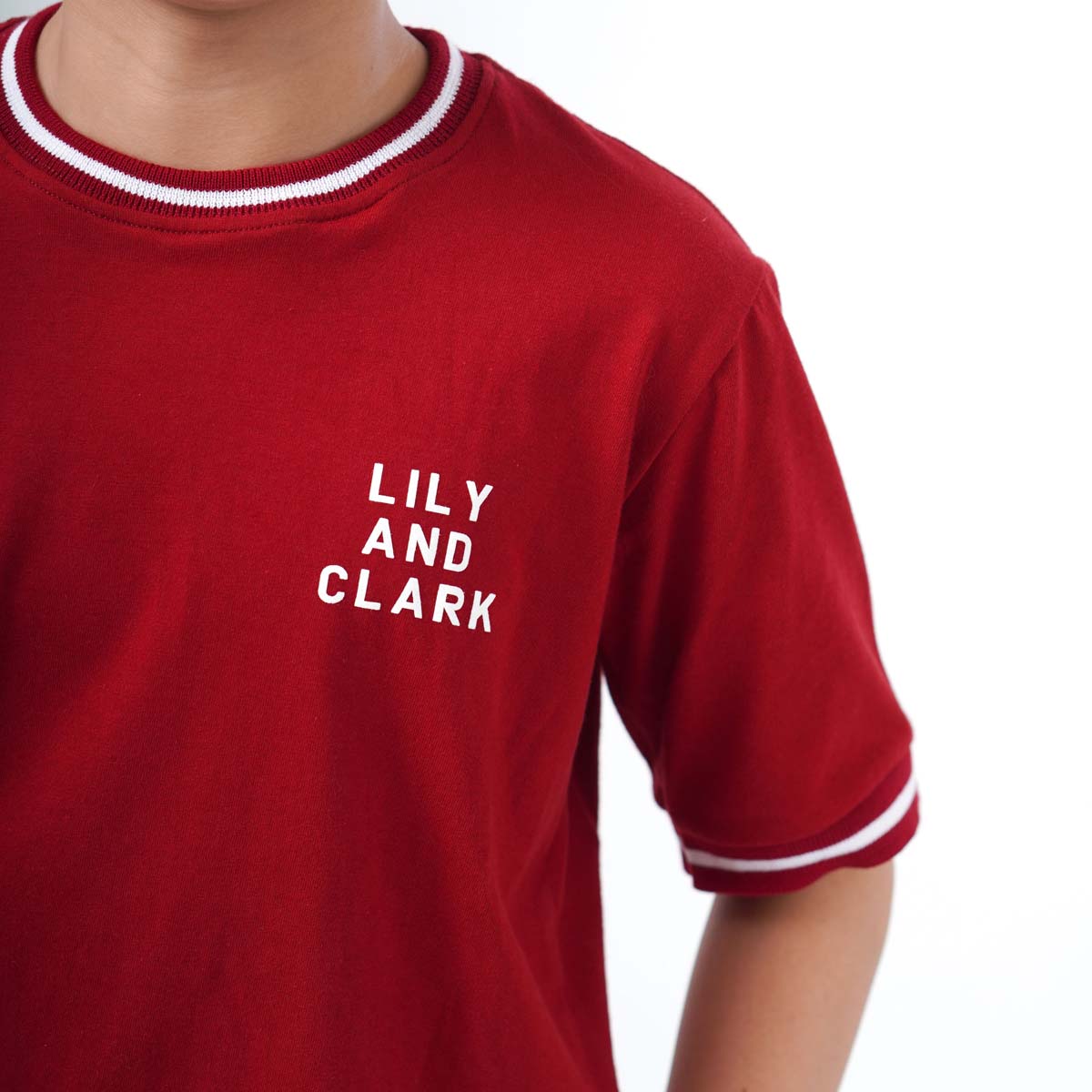 Lily And Clark Kaos Anak Unisex RIB SALUR Warna Maroon-KLC131-MAROON