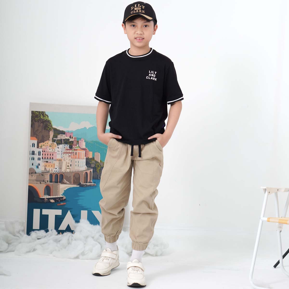 Lily And Clark Topi Baseball Anak PREMIUM V2 Warna Hitam Combine TB20-HITAM