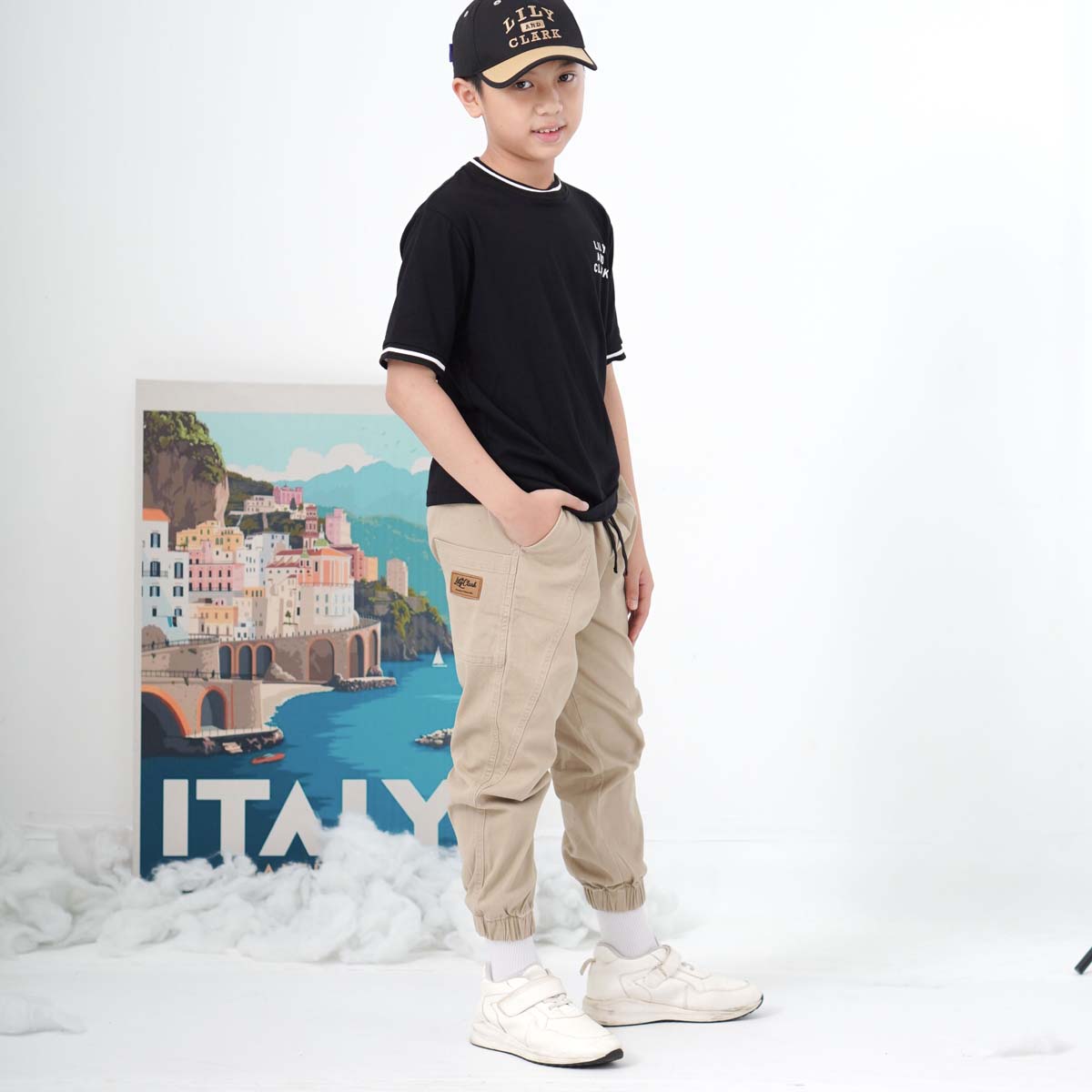 Lily And Clark Topi Baseball Anak PREMIUM V2 Warna Hitam Combine TB20-HITAM