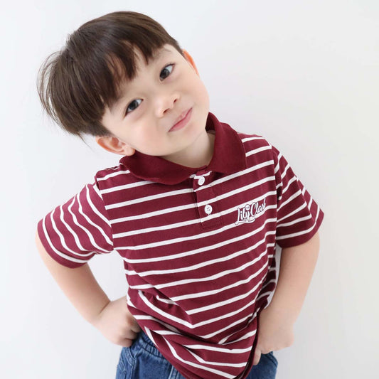 LILY AND CLARK Kaos Polo Stripe Anak warna Marun KPS03-MAROON