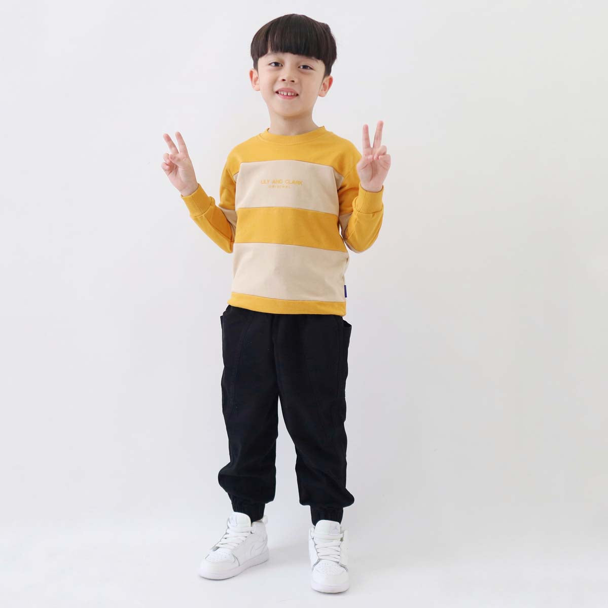 Lily And Clark Sweater Anak Unisex Warna Mustard Combine - ST34-MUSTARD
