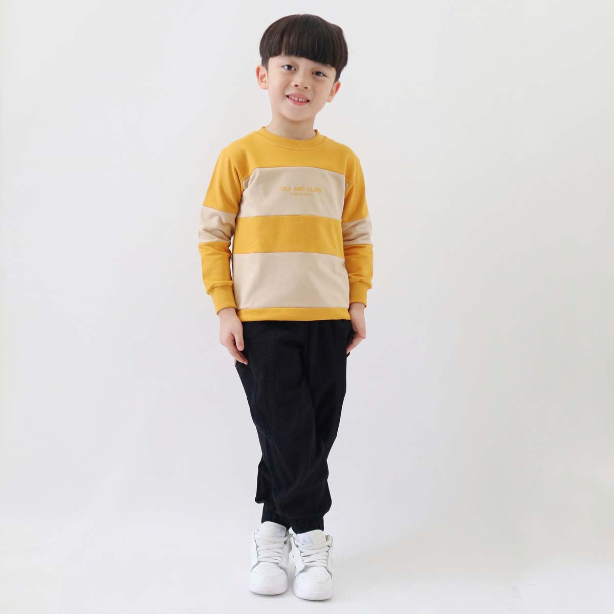 Lily And Clark Sweater Anak Unisex Warna Mustard Combine - ST34-MUSTARD
