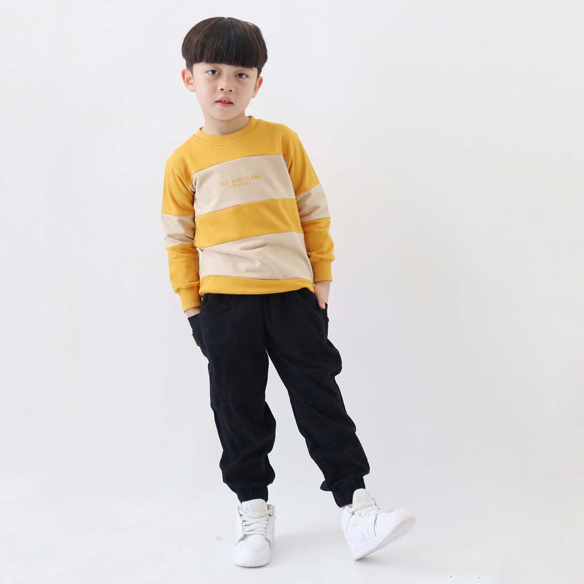 Lily And Clark Sweater Anak Unisex Warna Mustard Combine - ST34-MUSTARD