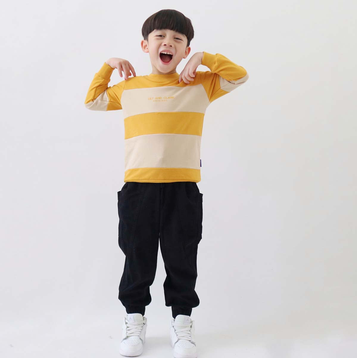 Lily And Clark Sweater Anak Unisex Warna Mustard Combine - ST34-MUSTARD