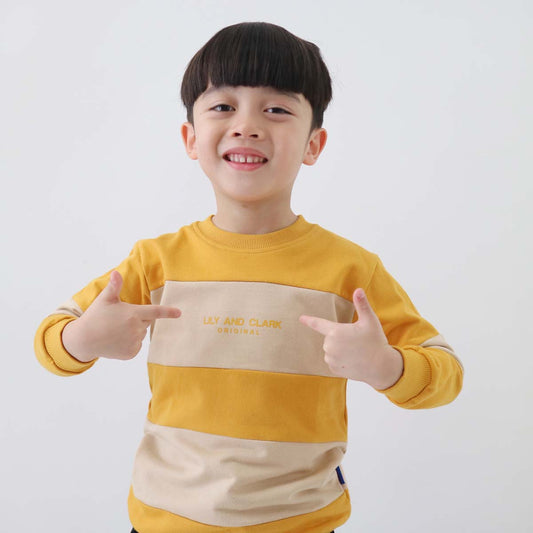 Lily And Clark Sweater Anak Unisex Warna Mustard Combine - ST34-MUSTARD