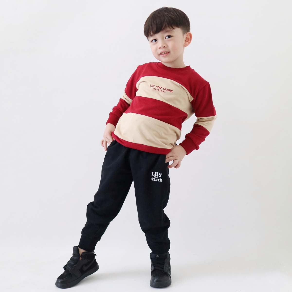 Lily And Clark Sweater Anak Unisex Warna Maroon Combine - ST34-MAROON