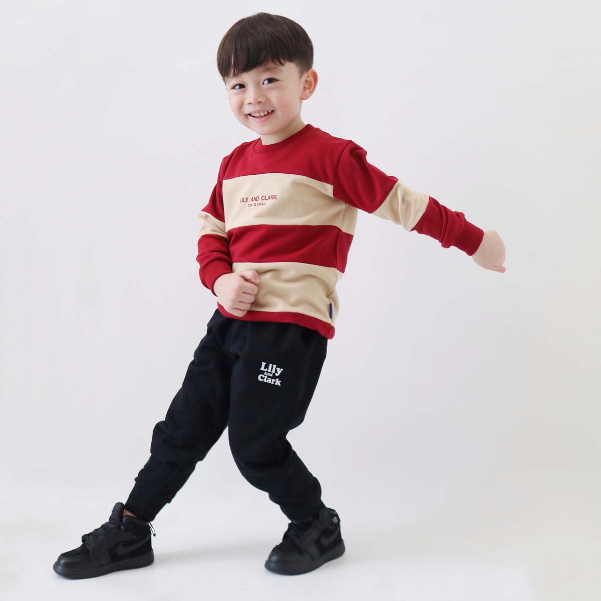 Lily And Clark Sweater Anak Unisex Warna Maroon Combine - ST34-MAROON
