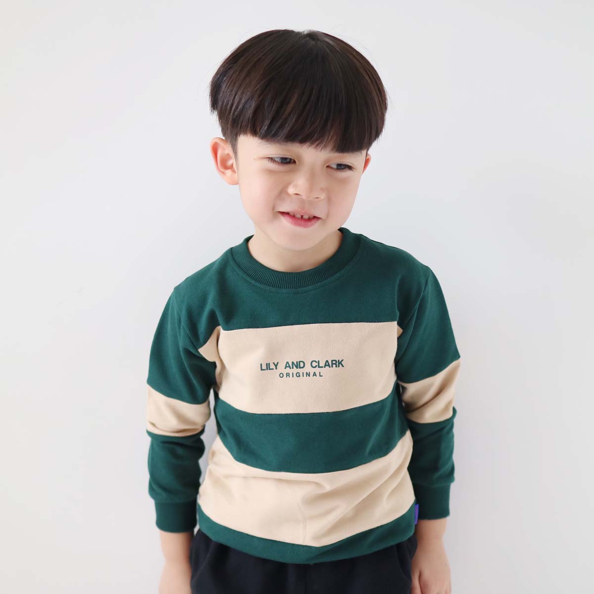 Lily And Clark Sweater Anak Unisex Warna Hijau Combine - ST34-HIJAU