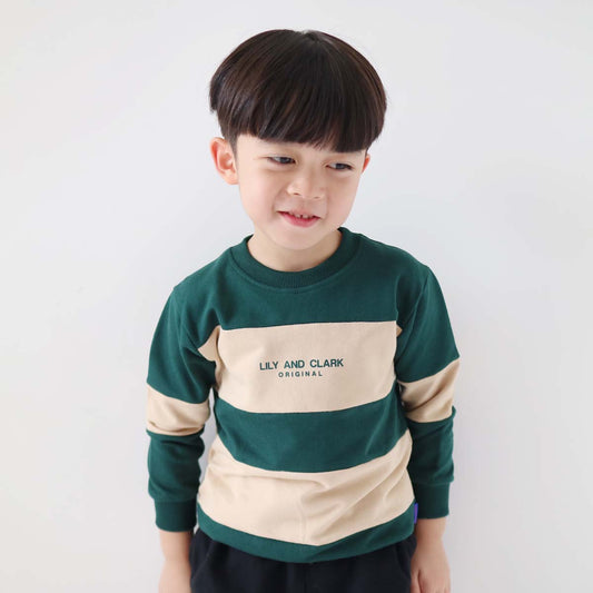 Lily And Clark Sweater Anak Unisex Warna Hijau Combine - ST34-HIJAU