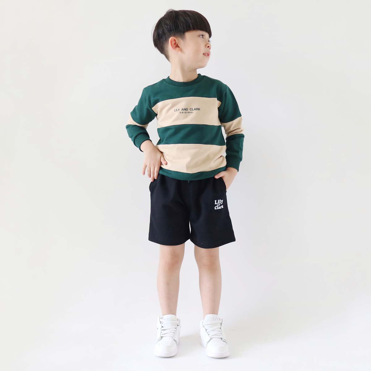 Lily And Clark Sweater Anak Unisex Warna Hijau Combine - ST34-HIJAU