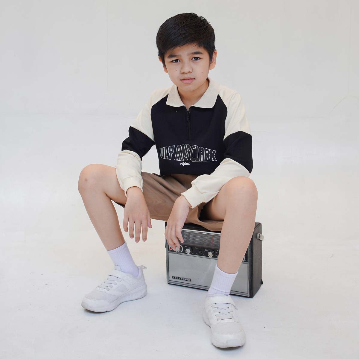 Lily And Clark Sweater Half Zip Anak Warna Hitam - SHZ02-HITAM