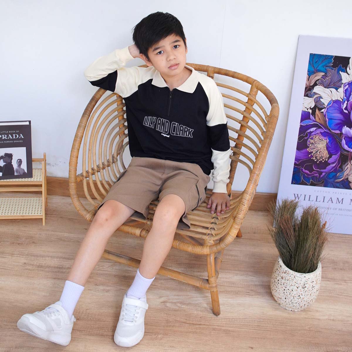 Lily And Clark Sweater Half Zip Anak Warna Hitam - SHZ02-HITAM