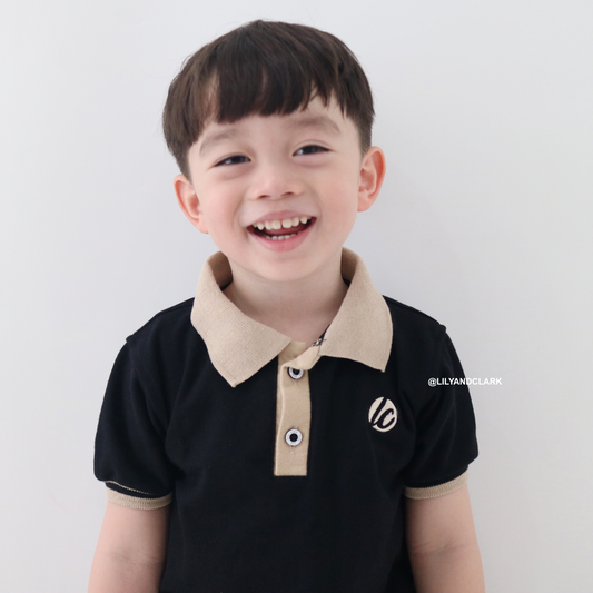 Lily And Clark Kaos Polo Anak Hitam kombinasi KK16